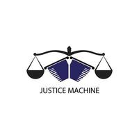 logotipo de la máquina de justicia para las industrias de la ley fim vector