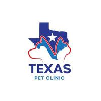 logotipo azul de la clínica de mascotas de texas vector