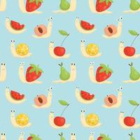 Pattern with snails with fruit houses vector