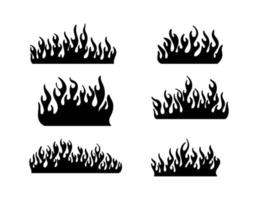 Set of Fire in Silhouette Illustrations vector