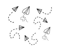 Collection of Paper Plane Following a Path Illustrations vector