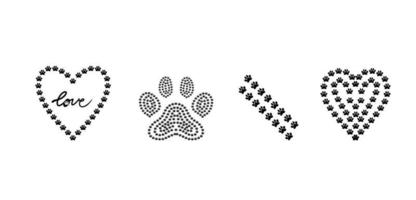 Set of Decoration Dog Tracks Black Color vector