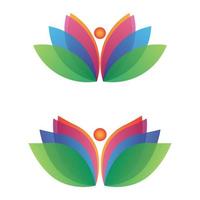 logotipo de personas multicolor moderno con conjunto de vectores de ilustración de flor de loto