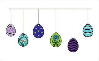 Hanging Easter Egg Decoration Illustrations on White Background vector