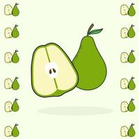 Vector Set of Pear Illustration on Green Background