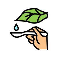 plant drop homeopathy liquid on spoon color icon vector illustration