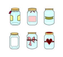 Collection of Mason Jars Bottle Glasses vector
