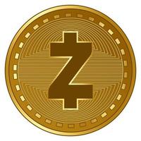 gold futuristic zcash cryptocurrency coin vector illustration