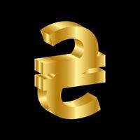 gold 3D luxury hryvnia currency symbol vector