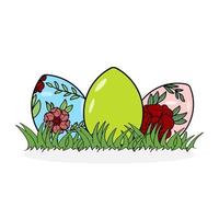 Easter Egg with Grass on White Background Vector