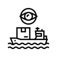 ilustración de vector de icono de línea de control y gestión de envío de barcos