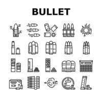 conjunto de iconos de colección de municiones de bala vector