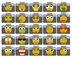 camera emoticon  vector set