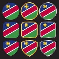 namibia flag vector icon set with gold and silver border