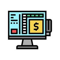 shop self service pos terminal computer color icon vector illustration