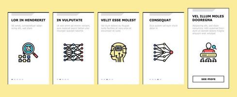 Neural Network And Ai Onboarding Icons Set Vector