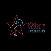 star karaoke logo vector template with neon style