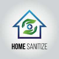 blue and green modern building home sanitize logo vector