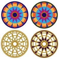 colorful beautiful circle decorative islamic pattern vector set-02