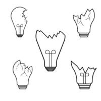 Hand-drawn Broken LightBulb Collection vector