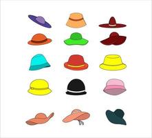 conjunto de colores de sombrero de mujer vector
