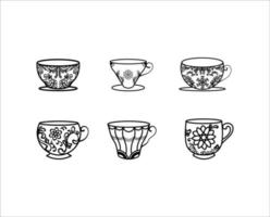 Collection of Cup Floral Design Element vector