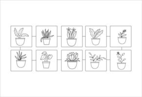 Collection of Potted Plant in Rectangle Icon vector