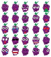 grape fruit cartoon emoticon emoji icon ekspression vector set