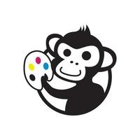 monkey artist holding art pallette character mascot vector