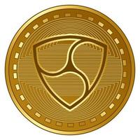 gold futuristic nem cryptocurrency coin vector illustration