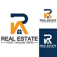Initial letter R real estate and house logo design vector illustration
