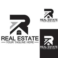 letra inicial r bienes raíces y diseño de logotipo de casa ilustración vectorial vector