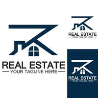 Initial letter R real estate and house logo design vector illustration