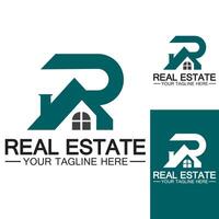 Initial letter R real estate and house logo design vector illustration