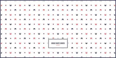 red and blue unique shape flowers pattern vector