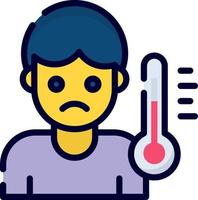 temperatura, ícono de fiebre alta, ícono médico y de atención médica. vector