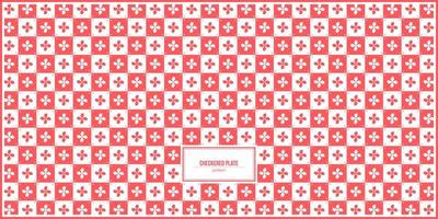 checkered plate with flower pattern inside vector