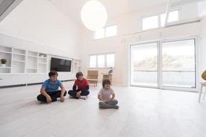 young boys having fun on the floor photo