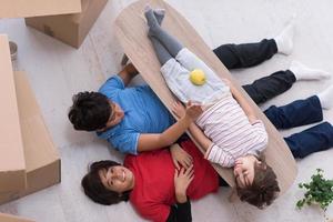 boys with cardboard boxes around them top view photo