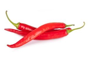 red chili or chilli cayenne pepper isolated on white background photo