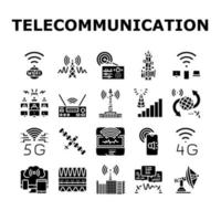 Telecommunication Technology Icons Set Vector