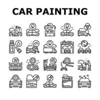 Car Painting Service Collection Icons Set Vector