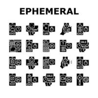 Ephemeral Content Collection Icons Set Vector