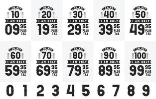 paquete de diseño de cumpleaños. paquete de tipografía de cumpleaños retro vintage. no tengo 10, 20, 30, 40, 50, 60, 70, 80, 90, 100. vector