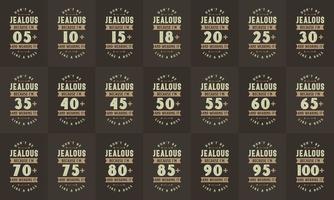 Happy Birthday design bundle. Retro Vintage Birthday Typography bundle. Don't be Jealous just because I'm 5, 10, 15, 10, 15, 20, 25, 30, 35, 40, 45, 50, 55, 60, 65, 70, 75, 80, 85, 90, 95, 100