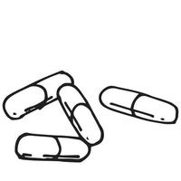 dibujo de ilustración vectorial de stock en estilo garabato. medicamentos, pastillas aisladas sobre fondo blanco. icono de antibiótico, tratamiento de virus. Dibujo a mano vector