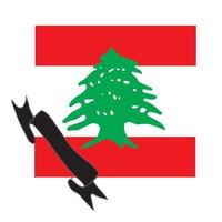 ilustración común de la bandera de Líbano con cinta negra. un símbolo de luto por los muertos en beirut. explosión, desastre en beirut. oren por beirut vector