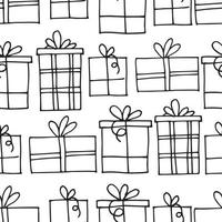 simple vector seamless pattern in doodle style. holiday print with gifts. background for the holidays, new year christmas. gift boxes