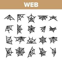 Spider Web, Cobweb Vector Linear Icons Set