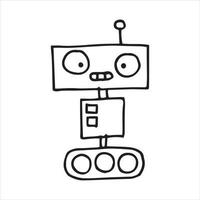 simple vector drawing in doodle style. robot. cute robot hand drawn with lines. funny illustration for kids